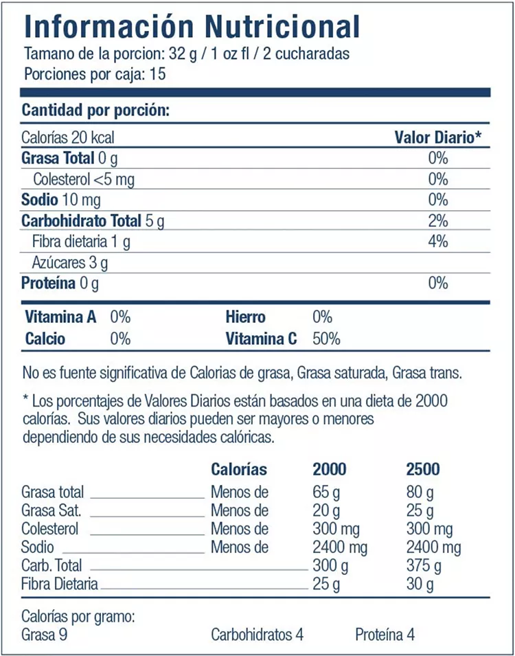 Declaración nutricional 4Life TF® RioVida BURST® Tri-Factor®