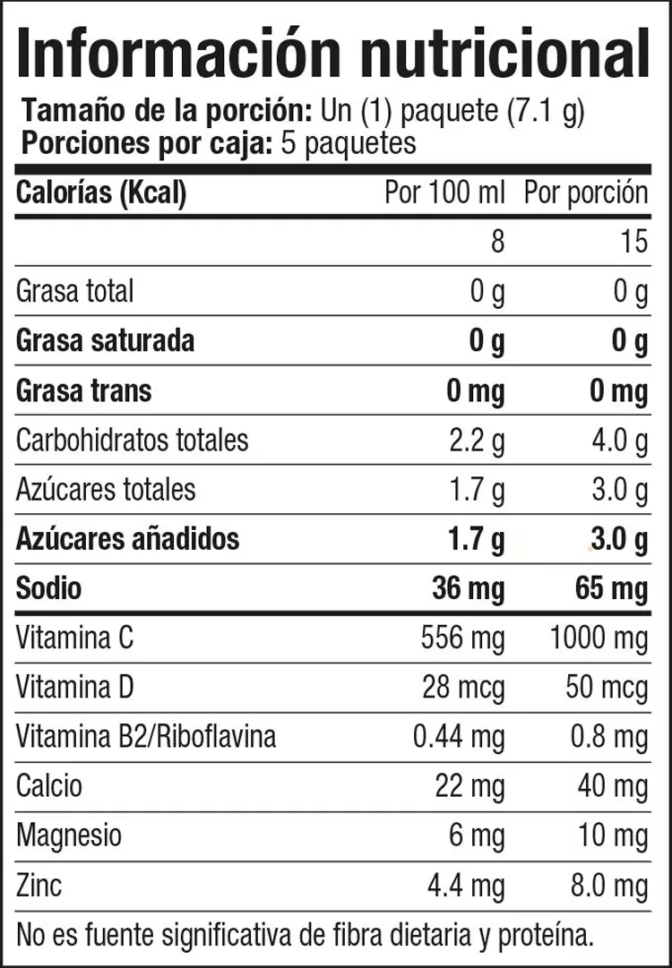 Declaración nutricional 4Life TF-Boost